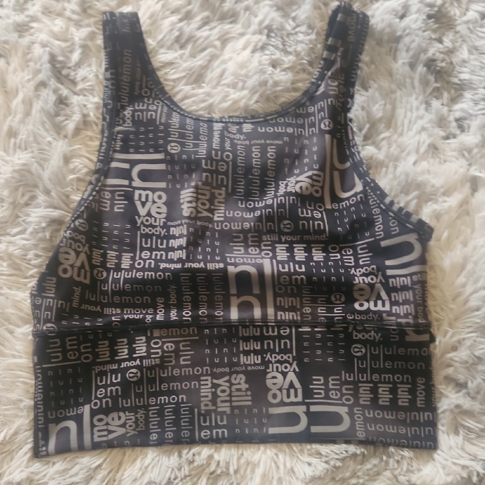 lululemon athletica Black and Gray Graphic Tank Top